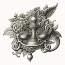 Libra zodiac, baroque tattoo design idea