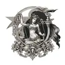 Libra zodiac, baroque tattoo design idea