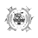 Create a tattoo design that features a vintage record player with grungy music playing tattoo design idea