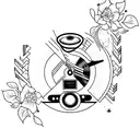 Create a tattoo design that features a vintage record player with grungy music playing tattoo design idea
