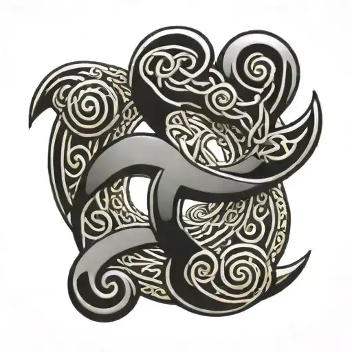 Celtic Triskelion as the central symbol, representing strength, intelligence, and ability, done in a knotwork style with tattoo design idea