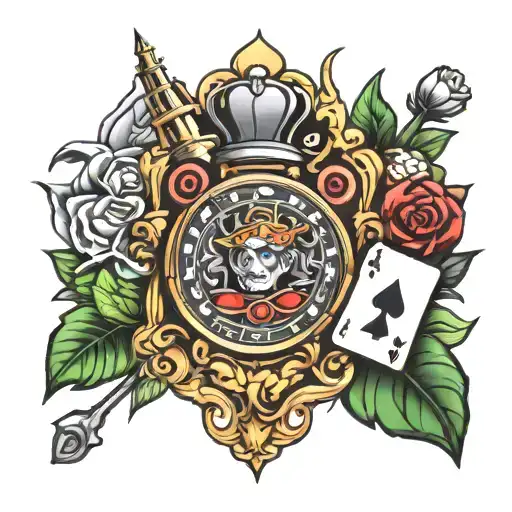 Casino arm theame tattoo design idea