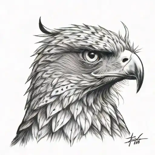 hawk with khanda in eye inside tattoo design idea