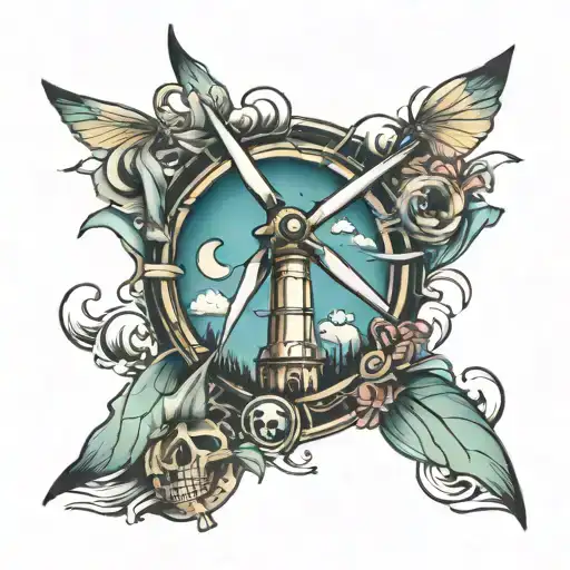 wind turbine and energy tattoo design idea