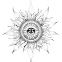 mandala Sunflower with sun rays  tattoo design idea