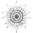 mandala Sunflower with sun rays  tattoo design idea