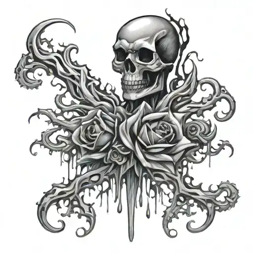toxic skin melting tattoo design idea