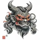 Samurai Susanoo Oni Mask tattoo design idea