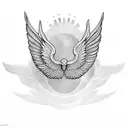 Wings with Alaska themes below it tattoo design idea