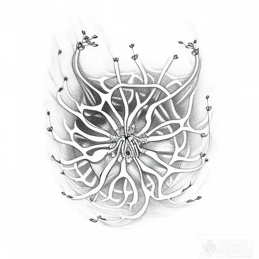 lungs with spider lilies  tattoo design idea