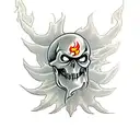 evil ghost skull with fire tattoo design idea