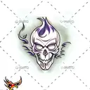 evil ghost skull with fire tattoo design idea