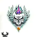 evil ghost skull with fire tattoo design idea