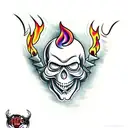 evil ghost skull with fire tattoo design idea