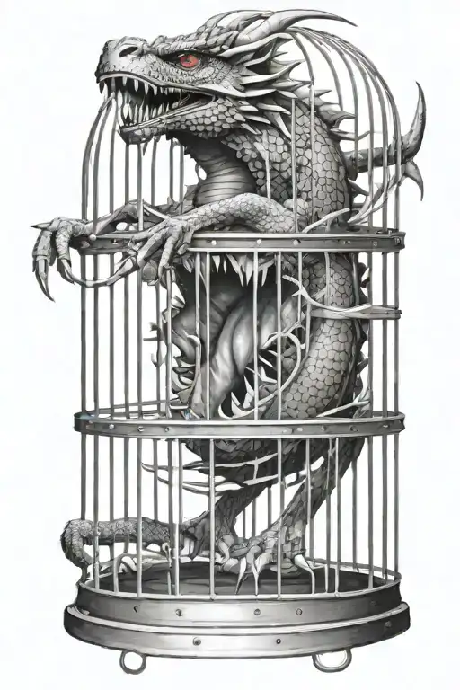 angry dragon trapped in cage tattoo tattoo design idea