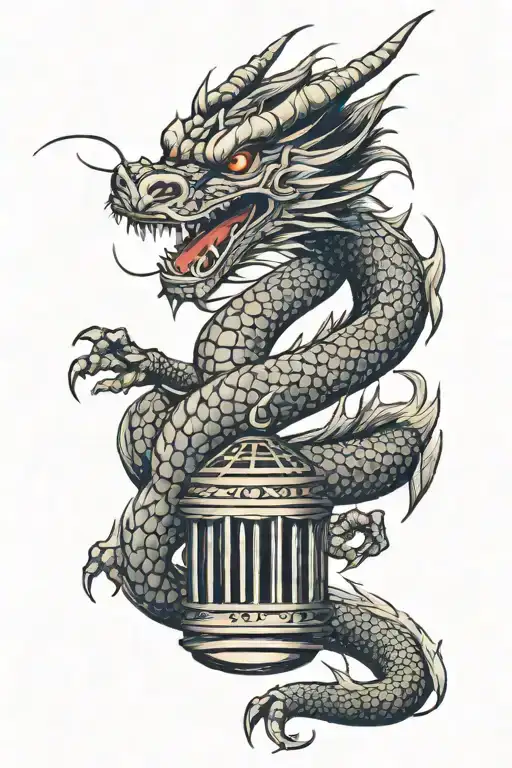 angry dragon trapped in cage tattoo tattoo design idea