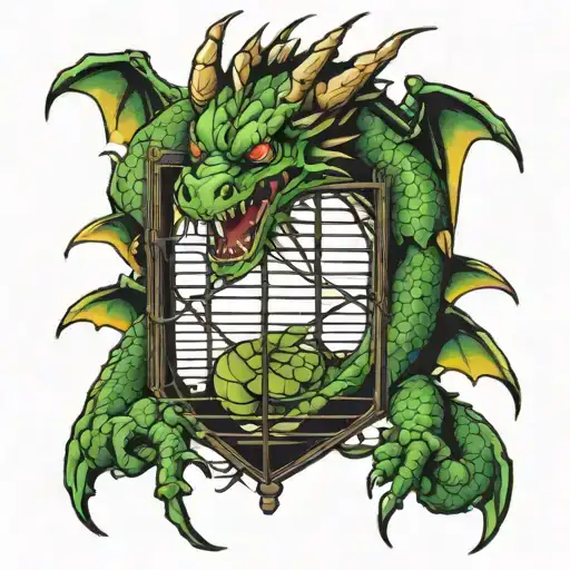 angry dragon trapped in cage tattoo tattoo design idea