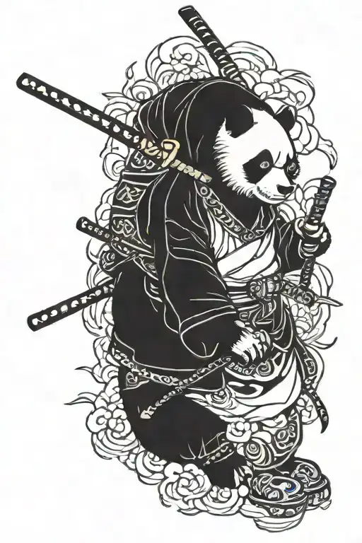samurai panda tattoo design idea