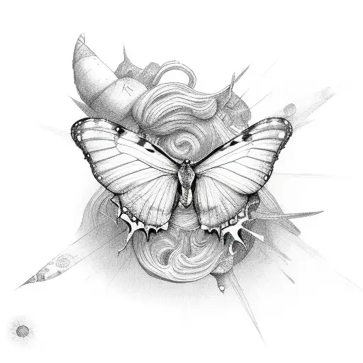 Star Moon Butterflies Snakes Shrek tattoo design idea