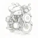 A minimalist design of a motorcycle engine with intricate details, incorporating elements of insects like a beetle or mantis tattoo design idea