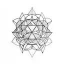 platonic solids that look like molecules circl8ng around an hourglass tattoo design idea