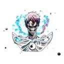 A tattoo combining elements from Black Clover, Attack on Titan, and Black Butler in a galaxy-themed design tattoo design idea