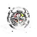 A tattoo combining elements from Black Clover, Attack on Titan, and Black Butler in a galaxy-themed design tattoo design idea