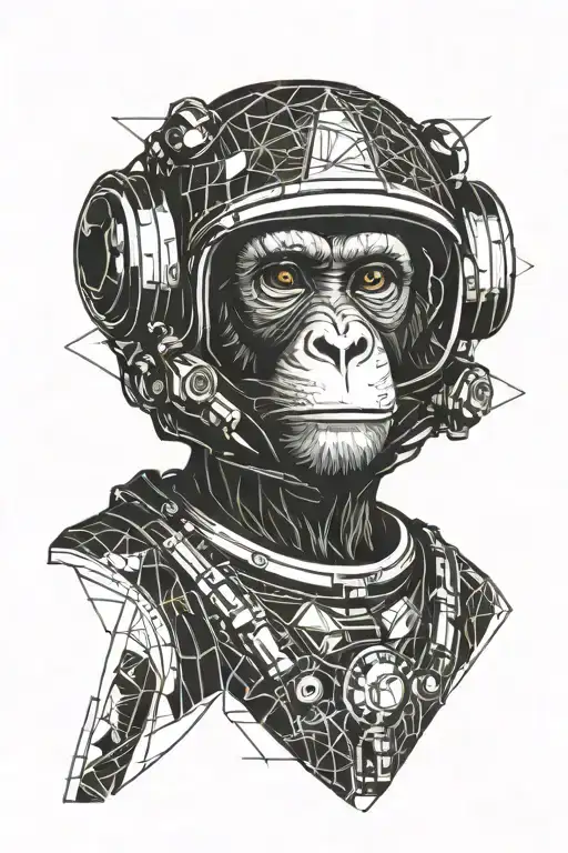 monkey astronaut helmet tattoo design idea