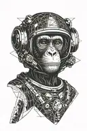 monkey astronaut helmet tattoo design idea