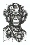 monkey astronaut helmet tattoo design idea