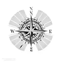 compass with palm tree tattoo design idea