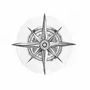 compass with palm tree tattoo design idea