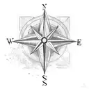 compass with palm tree tattoo design idea