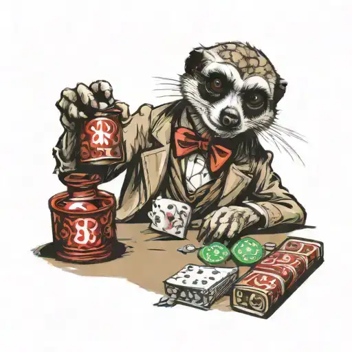 meerkat playing poker tattoo design idea