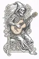 grim reaper playing Spanish guitar tattoo design idea