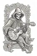 grim reaper playing Spanish guitar tattoo design idea