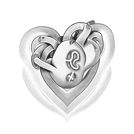 A heart-shaped design with Genaro and Oriana's names intertwined tattoo design idea