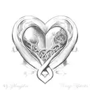 A heart-shaped design with Genaro and Oriana's names intertwined tattoo design idea