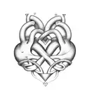 A heart-shaped design with Genaro and Oriana's names intertwined tattoo design idea