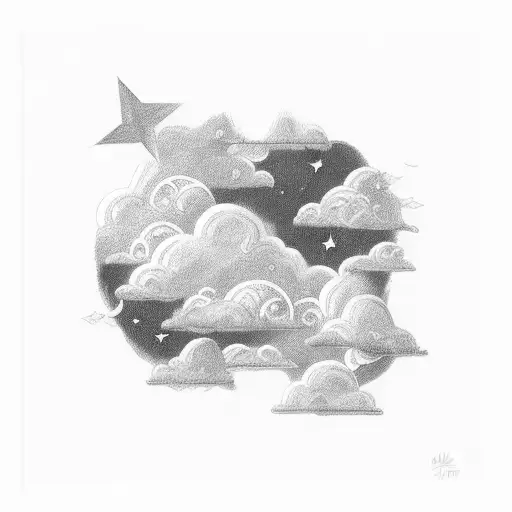 Clouds with Stars tattoo design idea