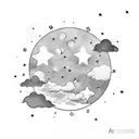Clouds with Stars tattoo design idea