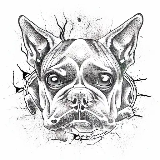 evil dog with hellish eyes tattoo design idea
