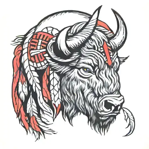 native american buffalo head tattoo design idea