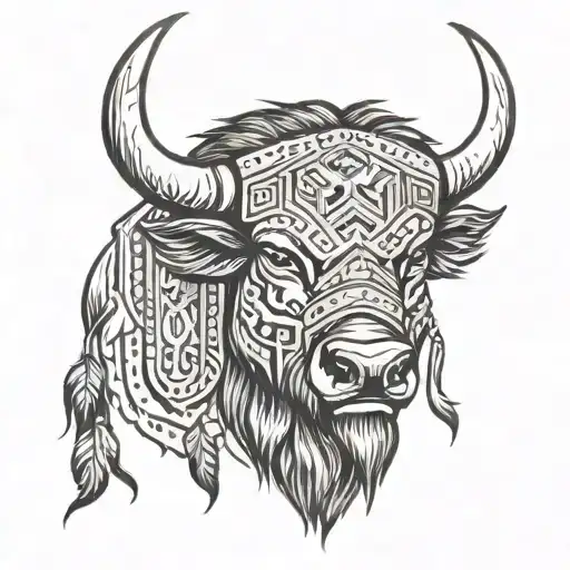 native american buffalo head tattoo design idea