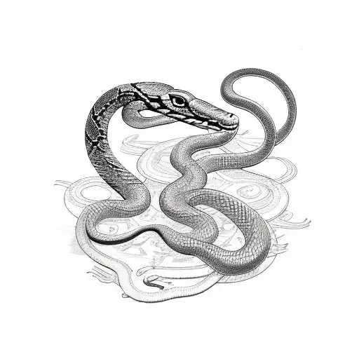 Snake and Aries zodiac tattoo design idea