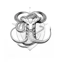 Snake and Aries zodiac tattoo design idea