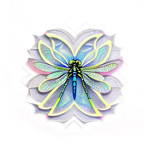 Dragonfly made of diamond-shaped glass tiles tattoo design idea