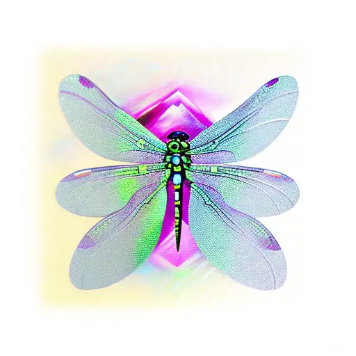 Dragonfly made of diamond-shaped glass tiles tattoo design idea