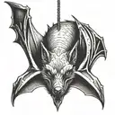 fox bat hanging upside tattoo design idea