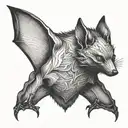 fox bat hanging upside tattoo design idea